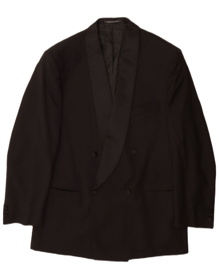Osvaldo Testa Mens Double Breasted Blazer Jacket UK 40 Large Black