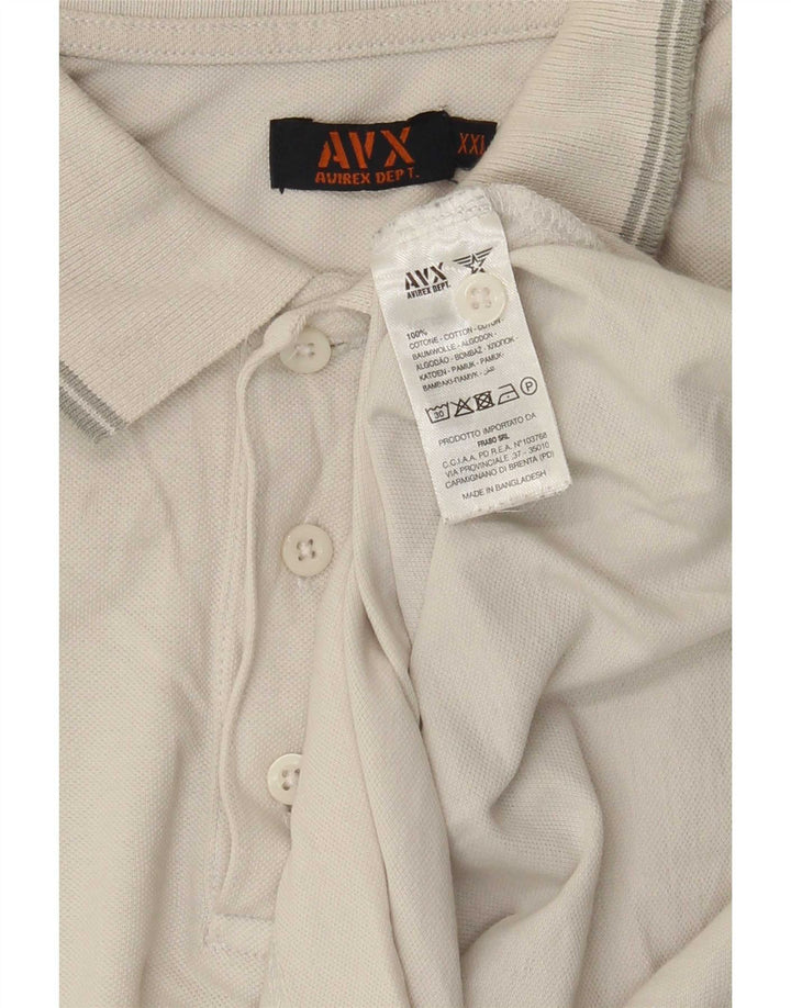 Avirex Mens Polo Shirt 2XL White Striped Cotton