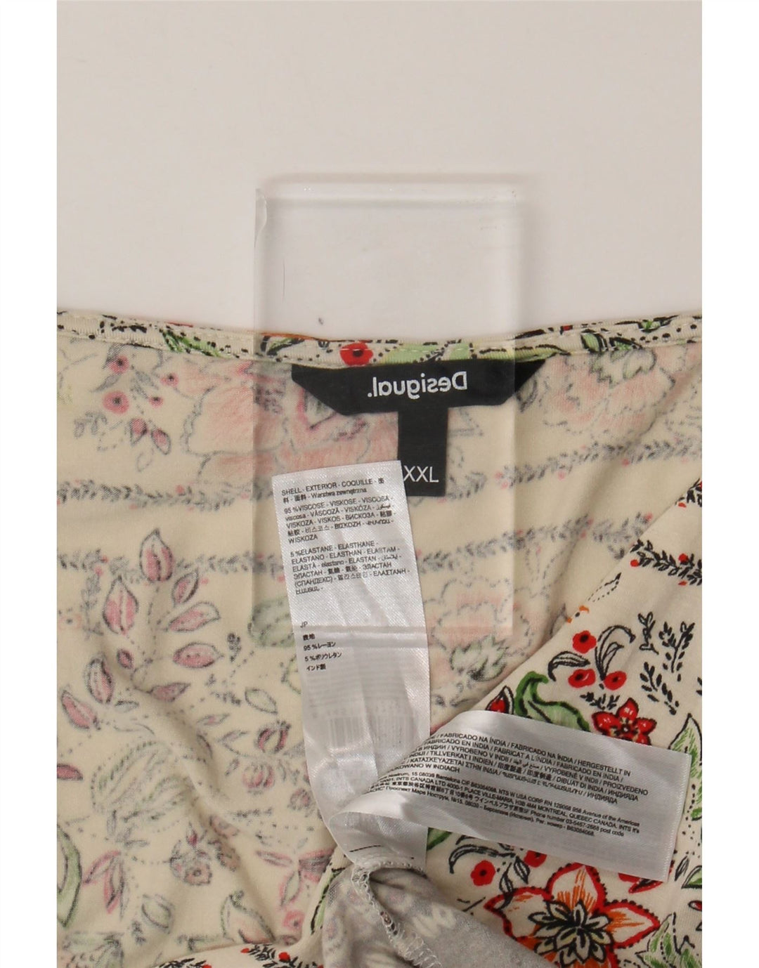 DESIGUAL Womens Blouse Top UK 20 2XL Off White Floral Viscose