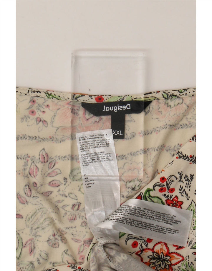 DESIGUAL Womens Blouse Top UK 20 2XL Off White Floral Viscose