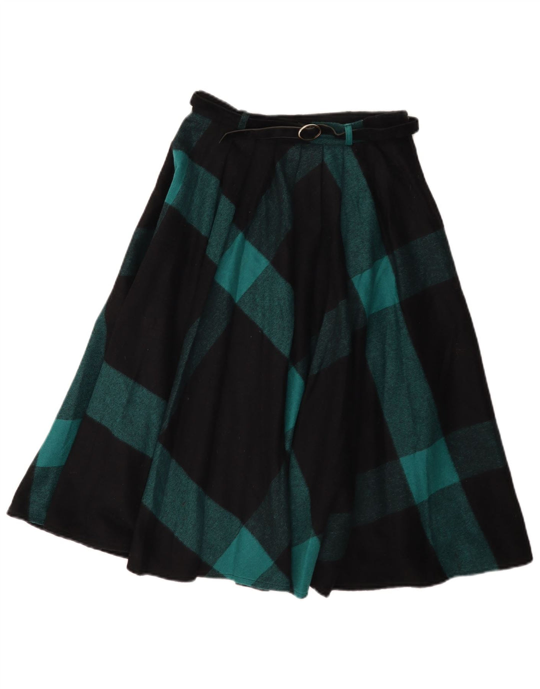 Vintage Womens Flared Skirt IT 42 Medium W26 Black Check Wool