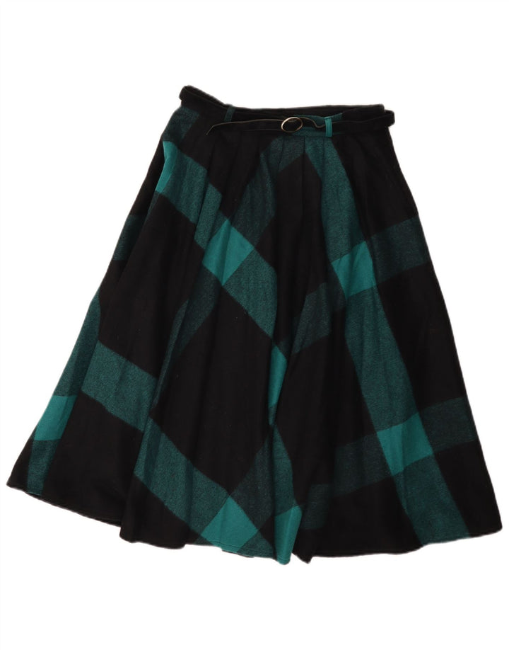 Vintage Womens Flared Skirt IT 42 Medium W26 Black Check Wool
