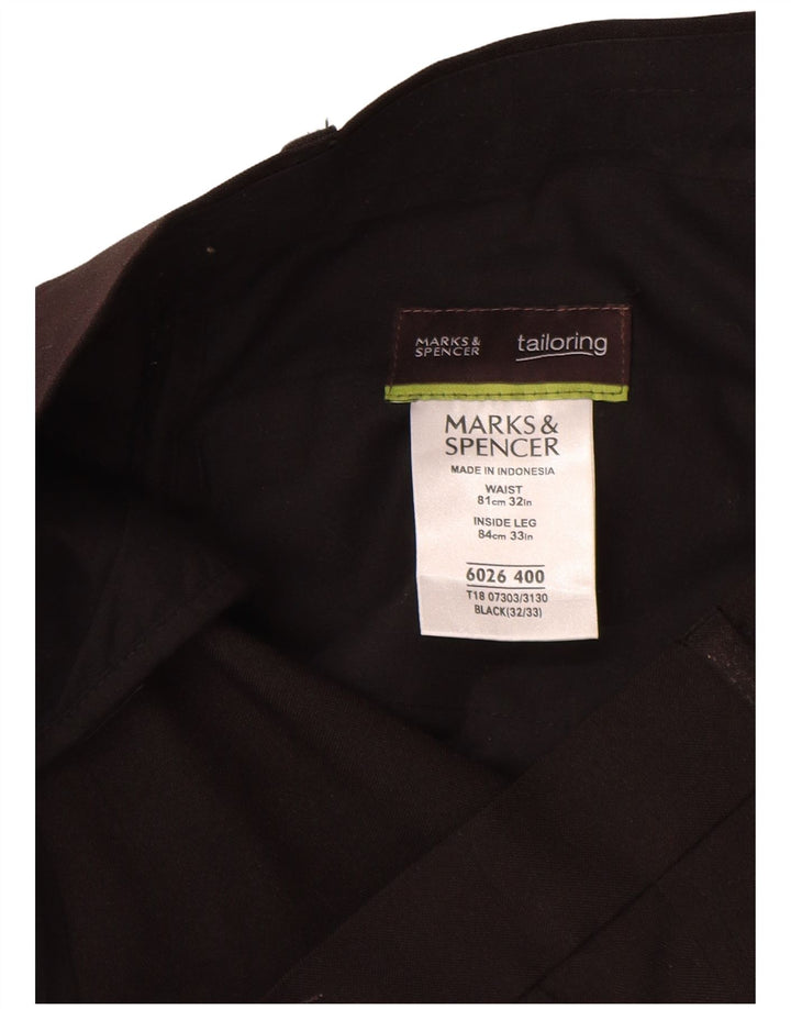 Marks & Spencer Mens Tailored Straight Chino Trousers W32 L33 Black