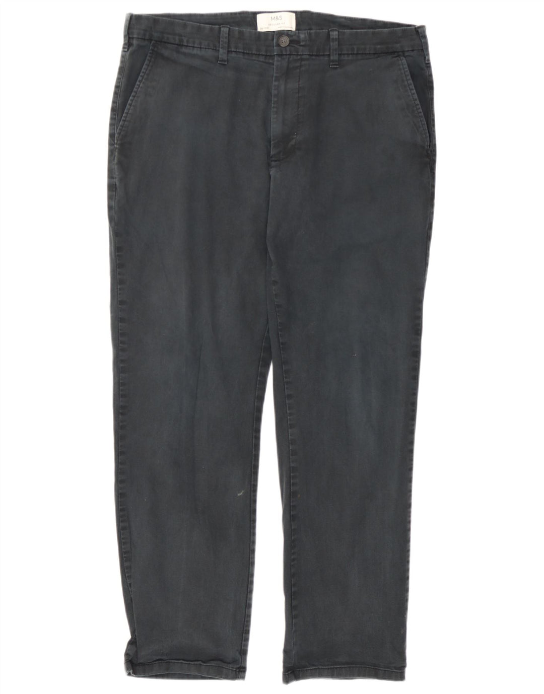 Marks & Spencer Mens Straight Regular Fit Chino Trousers W36 L29 Grey