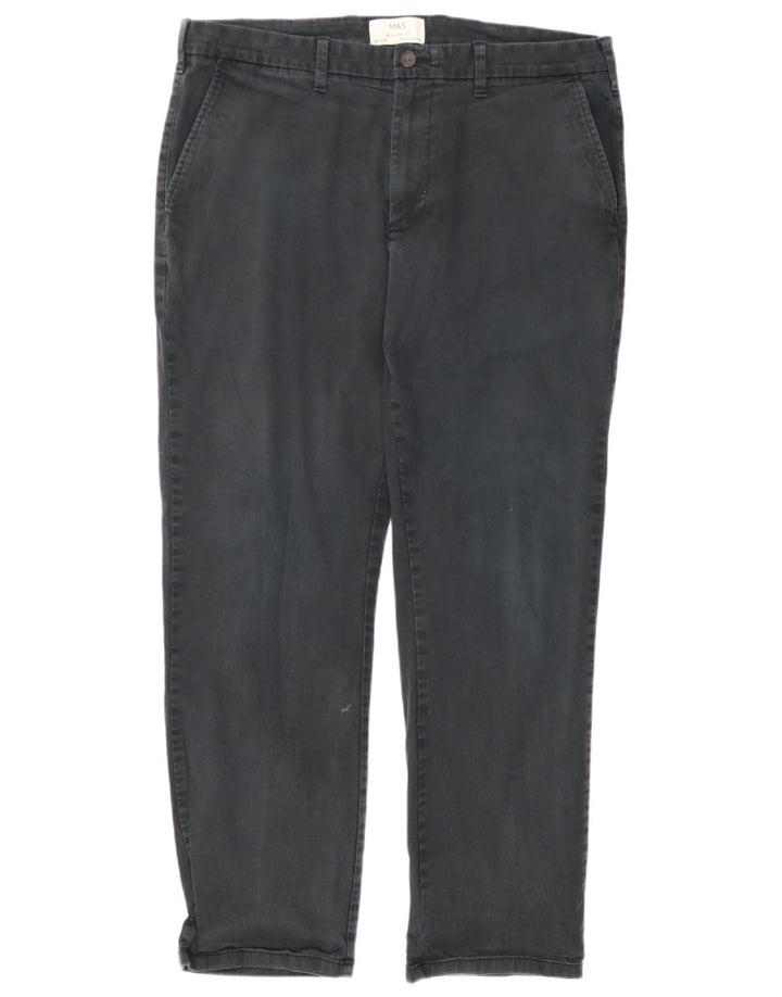 Marks & Spencer Mens Straight Regular Fit Chino Trousers W36 L29 Grey