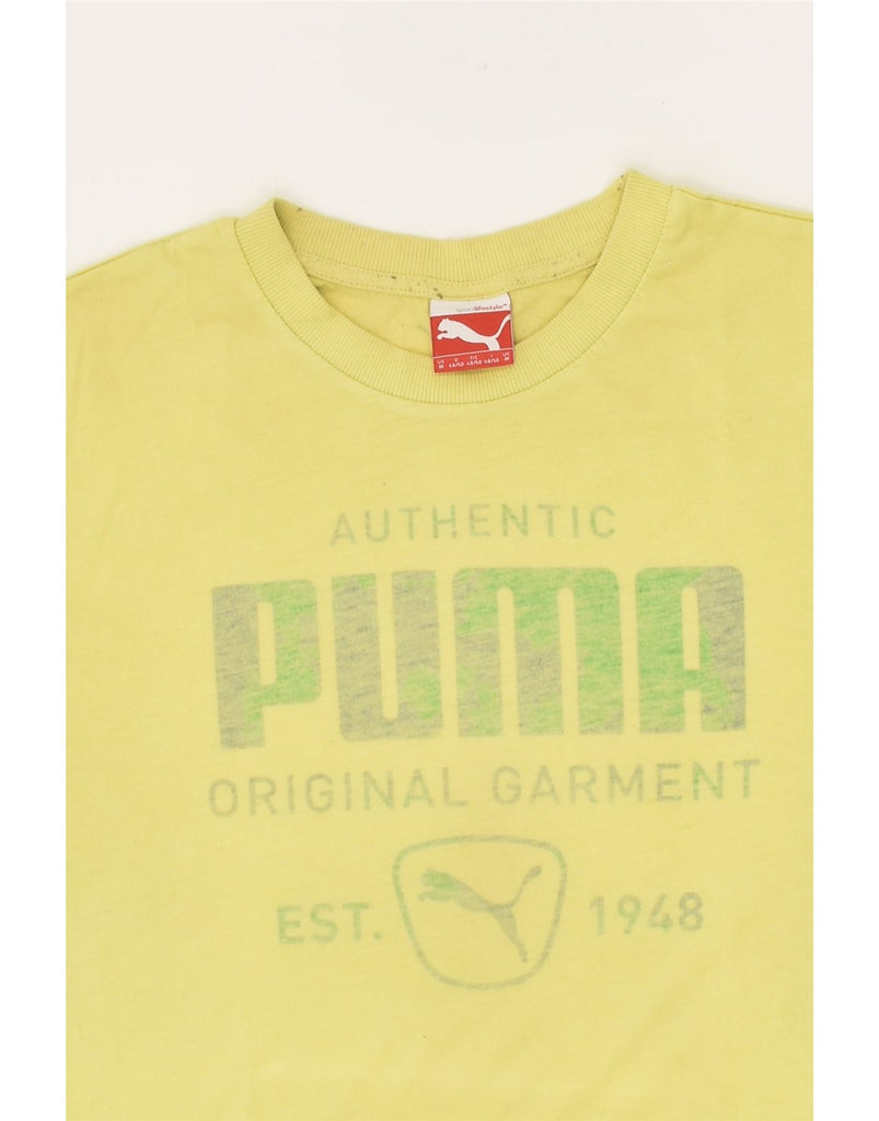 PUMA Mens Graphic T-Shirt Top Medium Yellow | Vintage Puma | Thrift | Second-Hand Puma | Used Clothing | Messina Hembry 