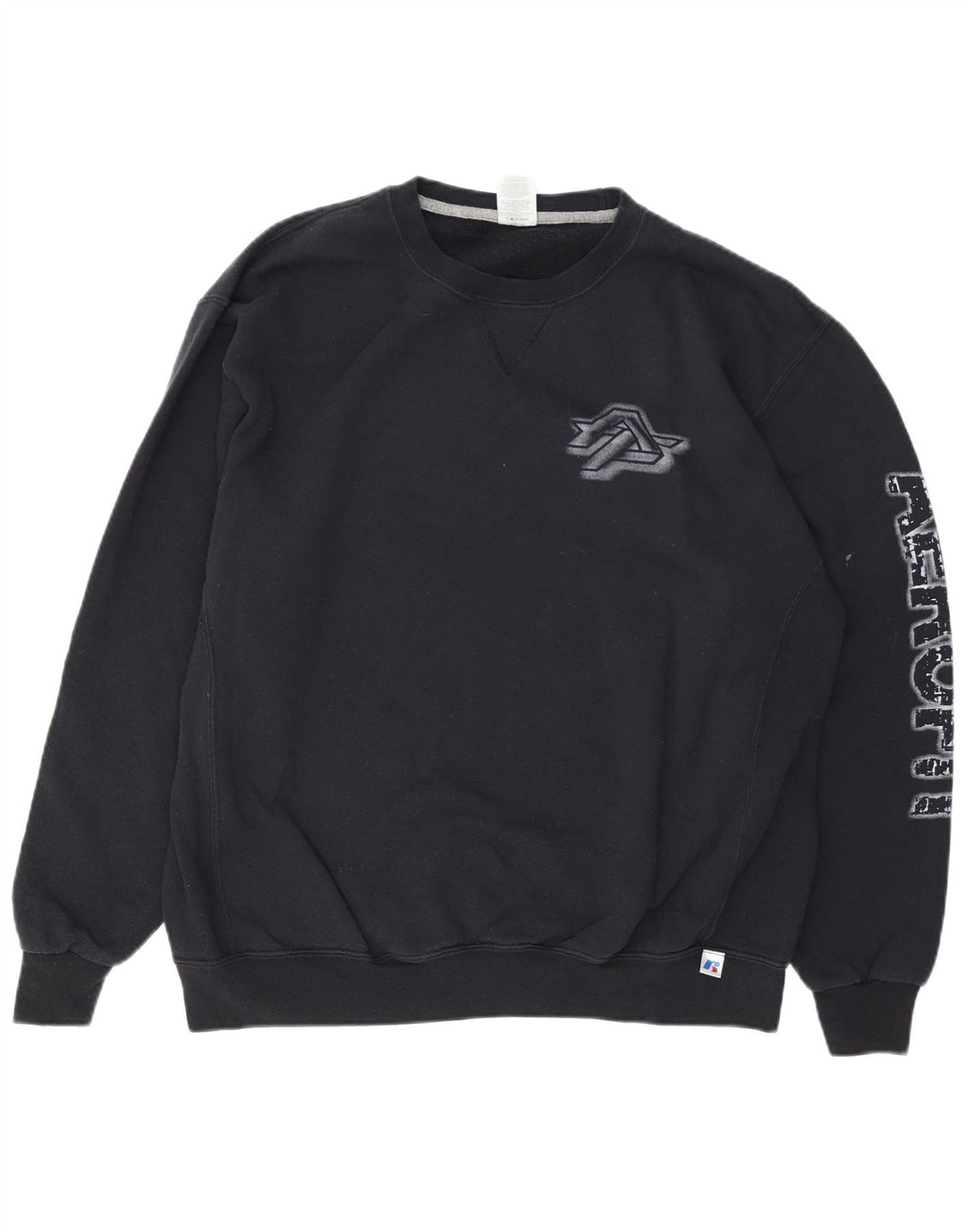 RUSSELL ATHLETIC Mens Graphic Sweatshirt Jumper XL Black Cotton