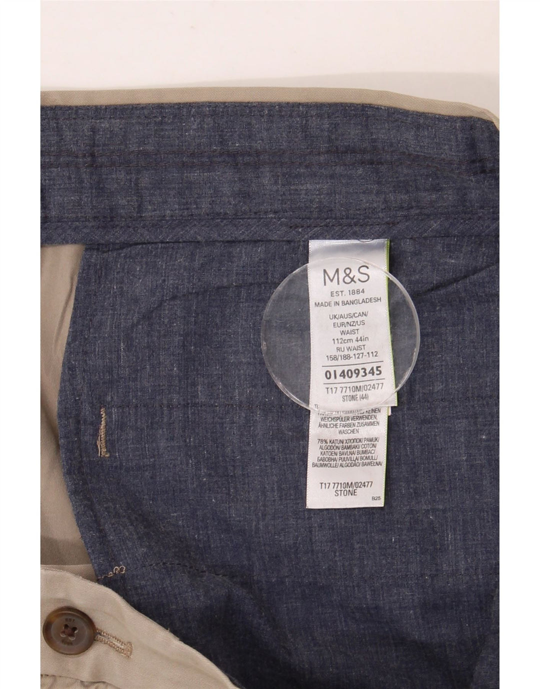 MARKS & SPENCER Mens Chino Shorts W44 2XL Beige Cotton