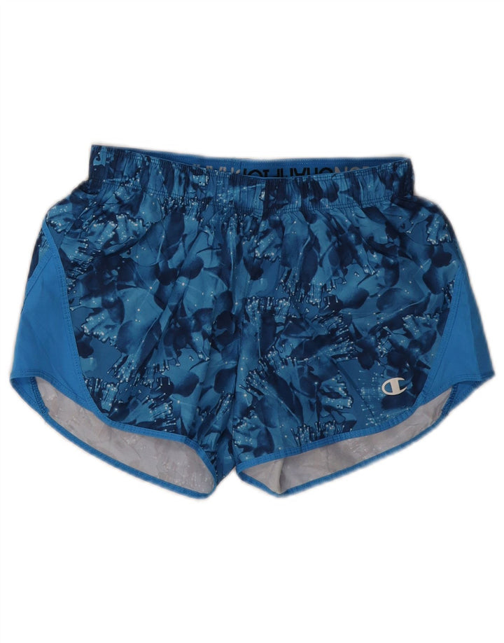 Champion Womens Sport Shorts UK 6 XS  Blue Geometric Polyester