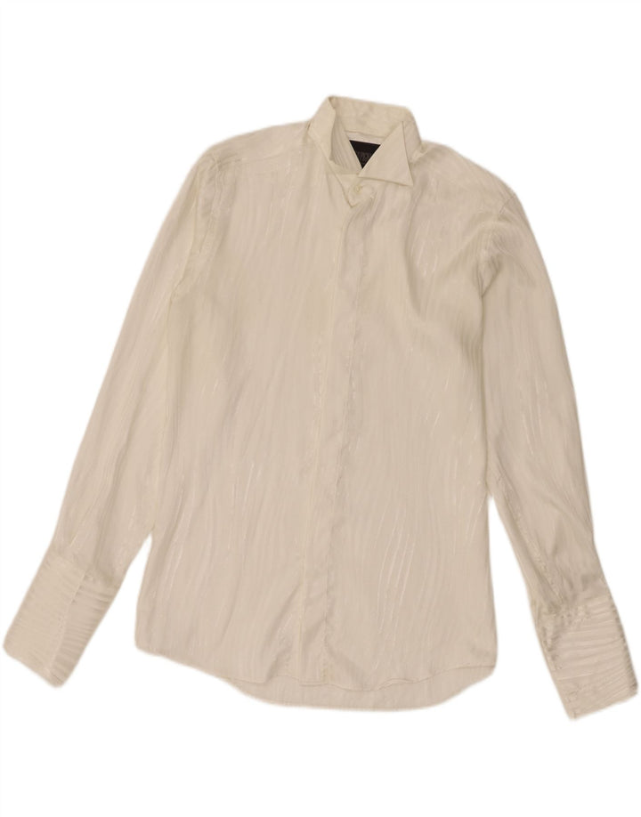 Carlo Pignatelli Mens Formal Shirt Size 38 15 Medium White Pinstripe