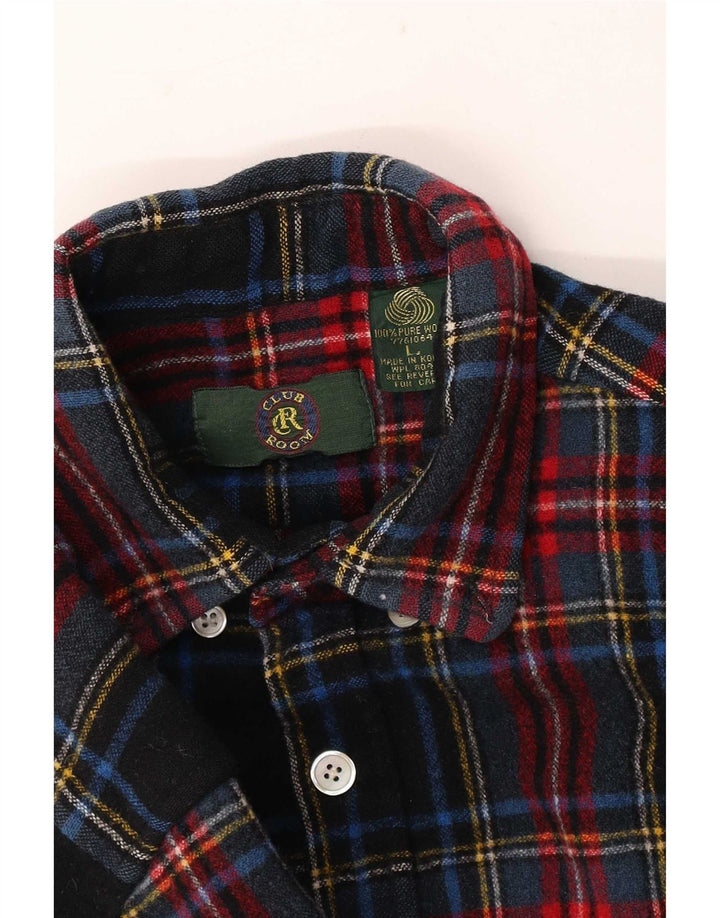 Club Room Mens Flannel Shirt Large Multicoloured Check Wool