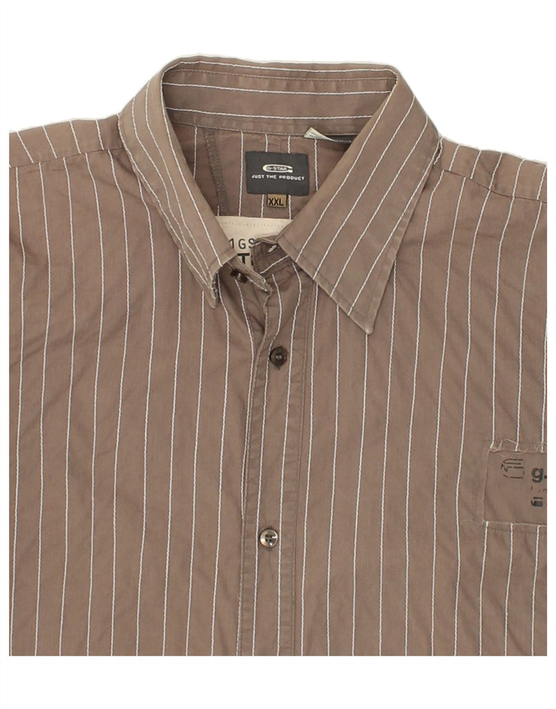 G-STAR Mens Shirt 2XL Brown Pinstripe Cotton Vintage G-Star and Second-Hand G-Star from Messina Hembry 