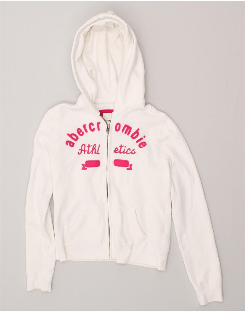 ABERCROMBIE & FITCH Girls Zip Hoodie Sweater 12-13 Years Large White | Vintage Abercrombie & Fitch | Thrift | Second-Hand Abercrombie & Fitch | Used Clothing | Messina Hembry 