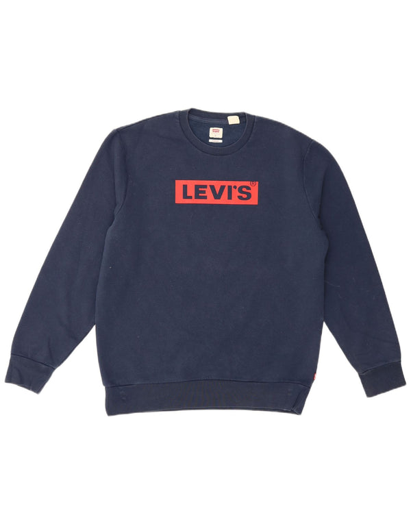 Levi's Mens Standard Graphic Sweatshirt Jumper Medium Navy Blue Cotton