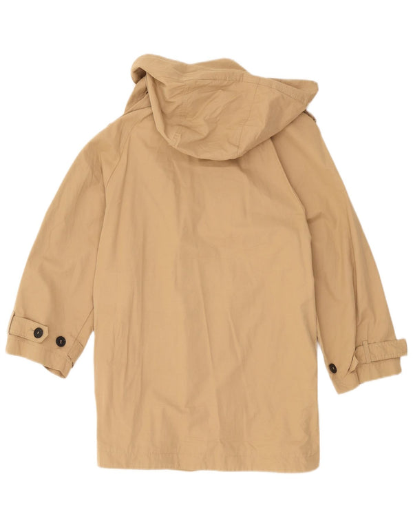 Zara Womens Hooded Trench Coat UK 10 Small Beige Cotton