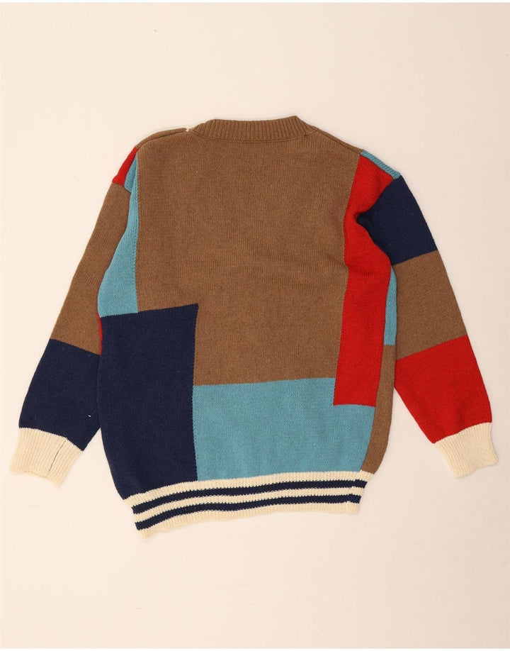 Vintage Mens Cardigan Sweater Medium Multicoloured Geometric