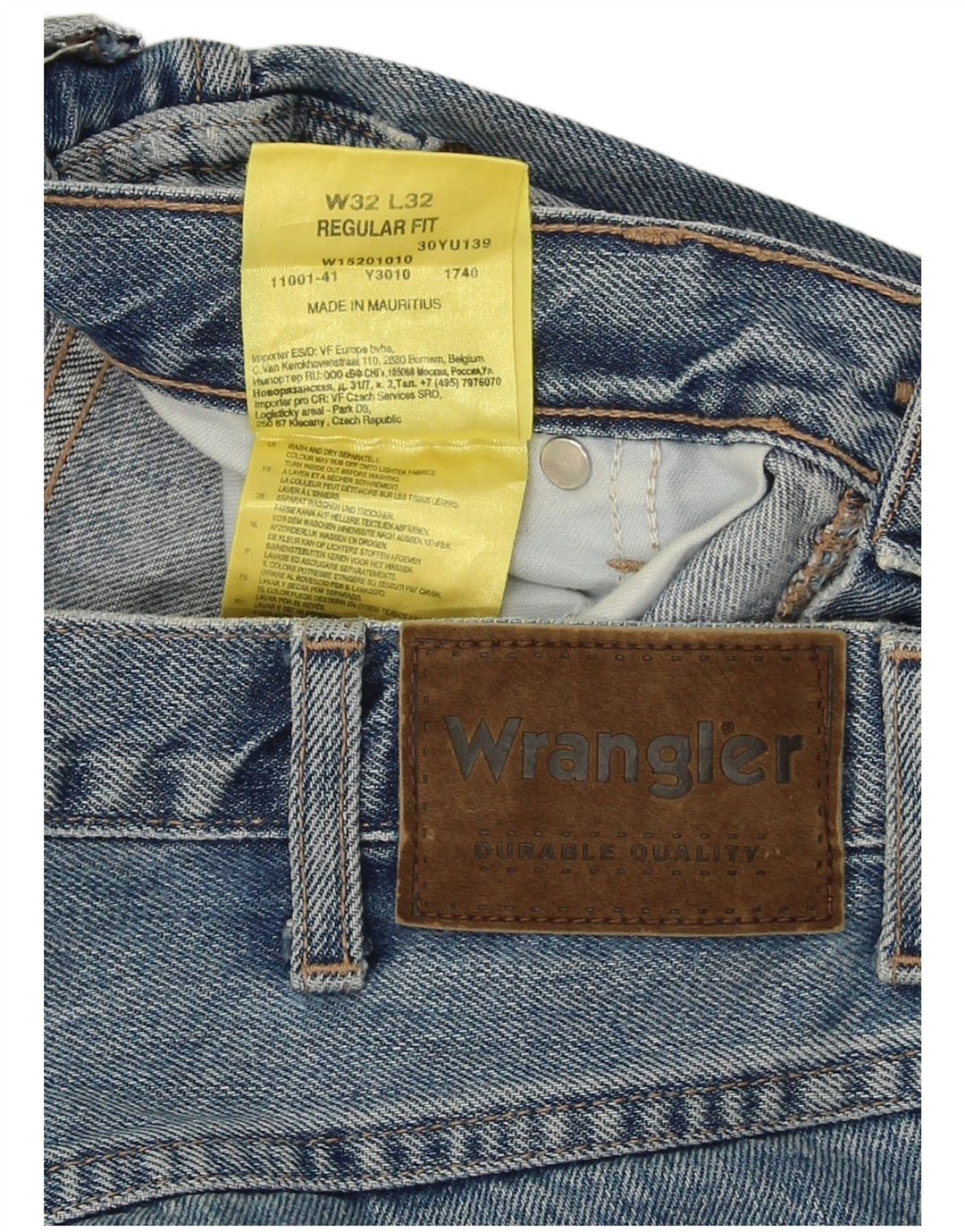 Wrangler Mens Regular Fit Straight Jeans W32 L32 Blue Cotton