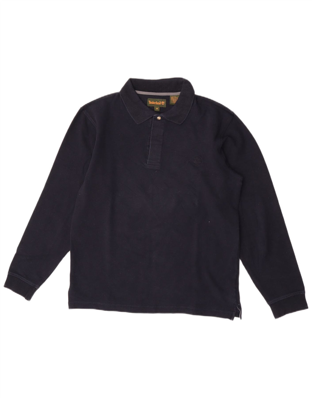 Timberland Mens Long Sleeve Polo Shirt Medium Navy Blue Cotton