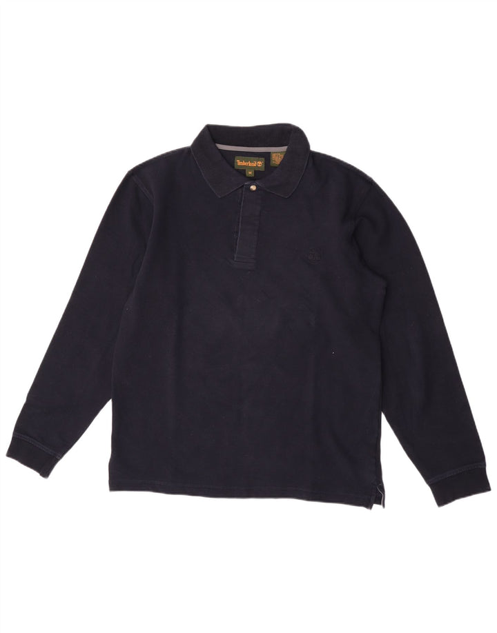 Timberland Mens Long Sleeve Polo Shirt Medium Navy Blue Cotton