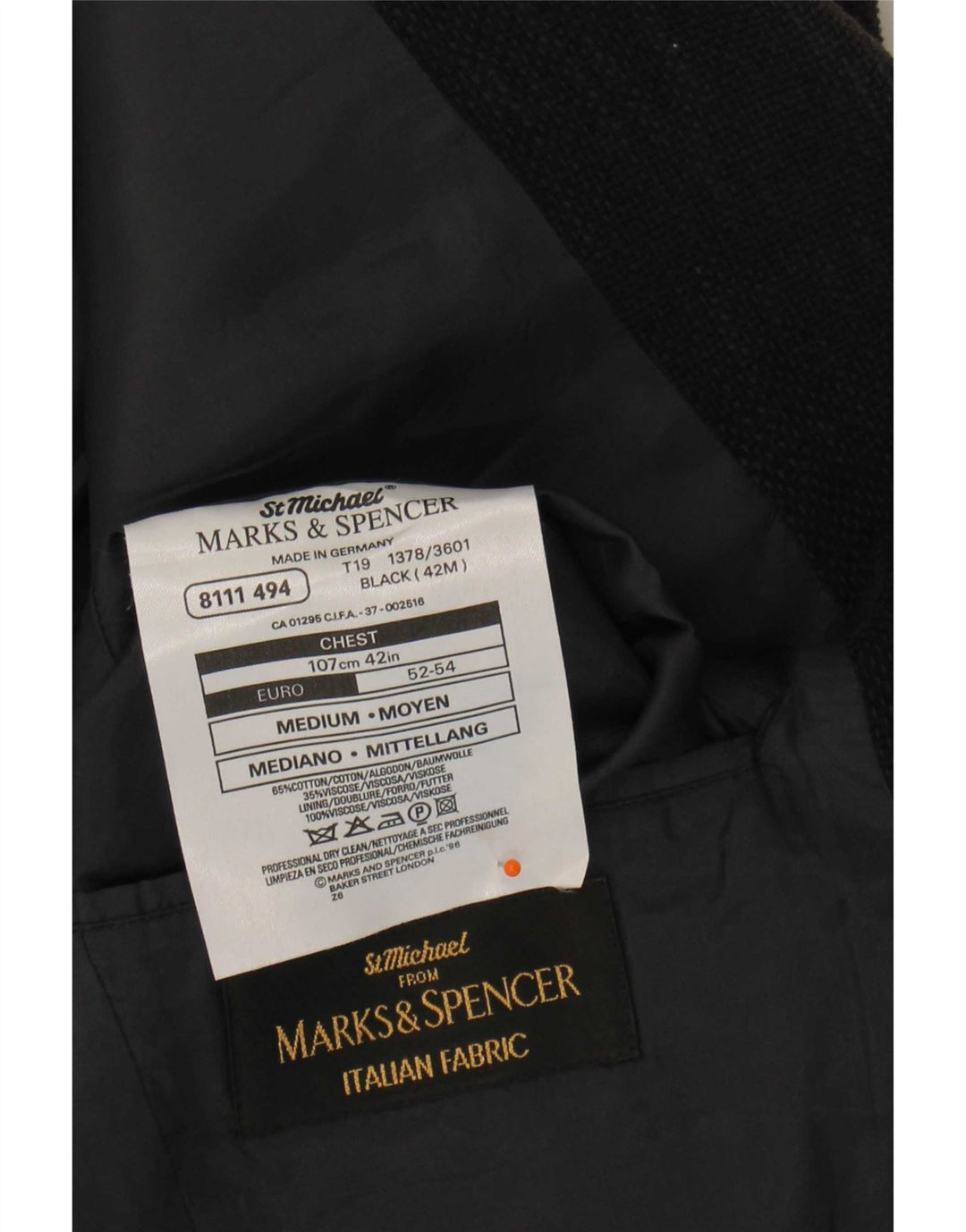 Marks & Spencer Mens St. Michael Blazer Jacket UK 42 Large Black Flecked