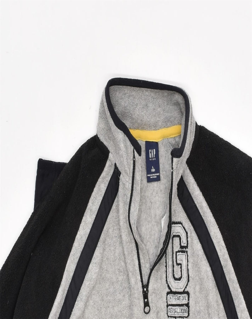 GAP Boys Zip Neck Fleece Jumper 9-10 Years Large Grey Colourblock | Vintage | Thrift | Second-Hand | Used Clothing | Messina Hembry 