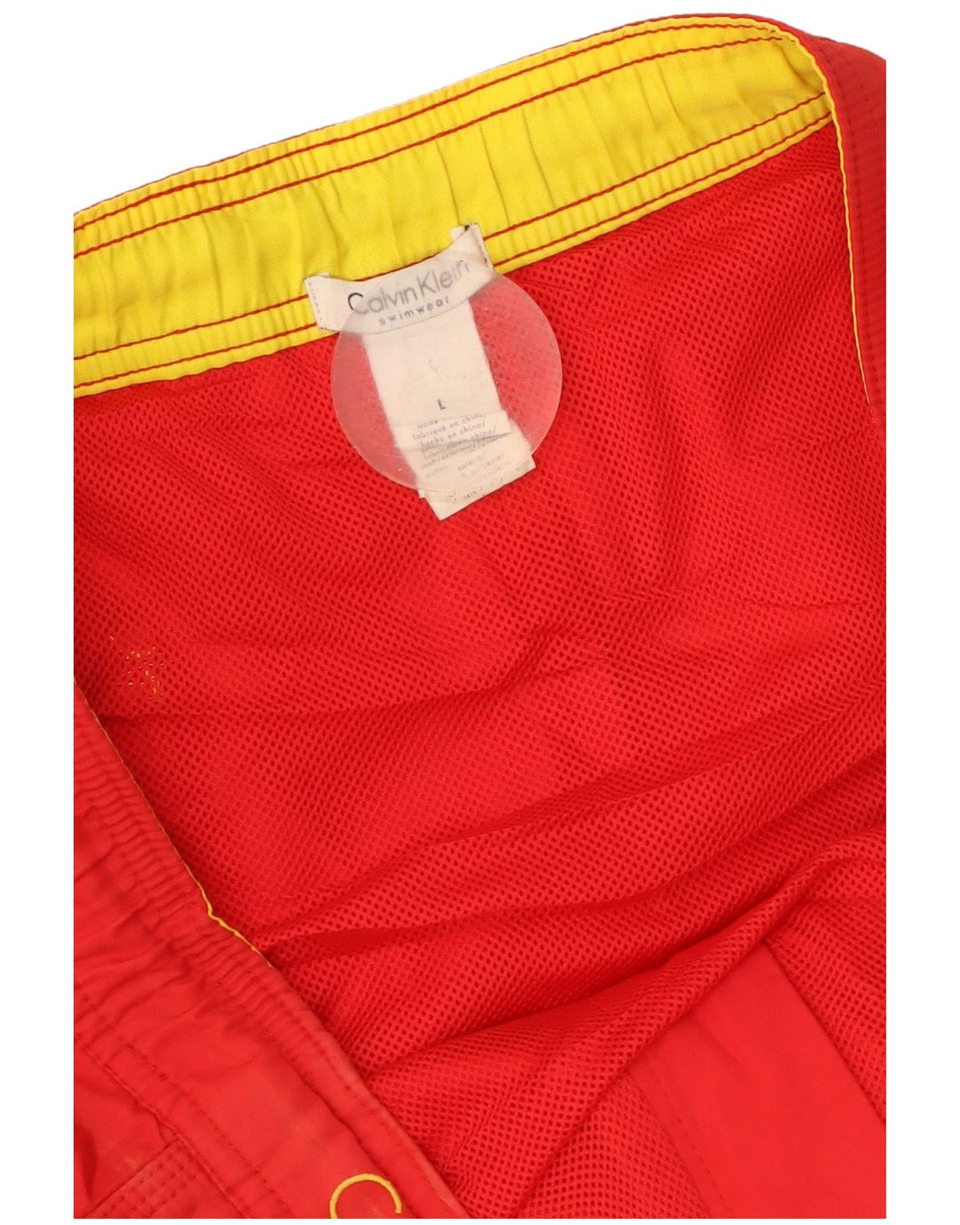 Calvin Klein Mens Graphic Swimming Shorts Large  Red Colourblock Polyester