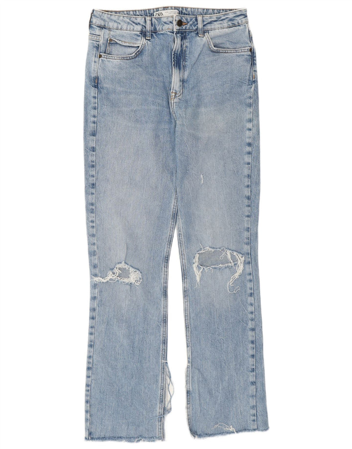 Zara Womens Distressed Straight Jeans EU 40 Medium W30 L30 Blue