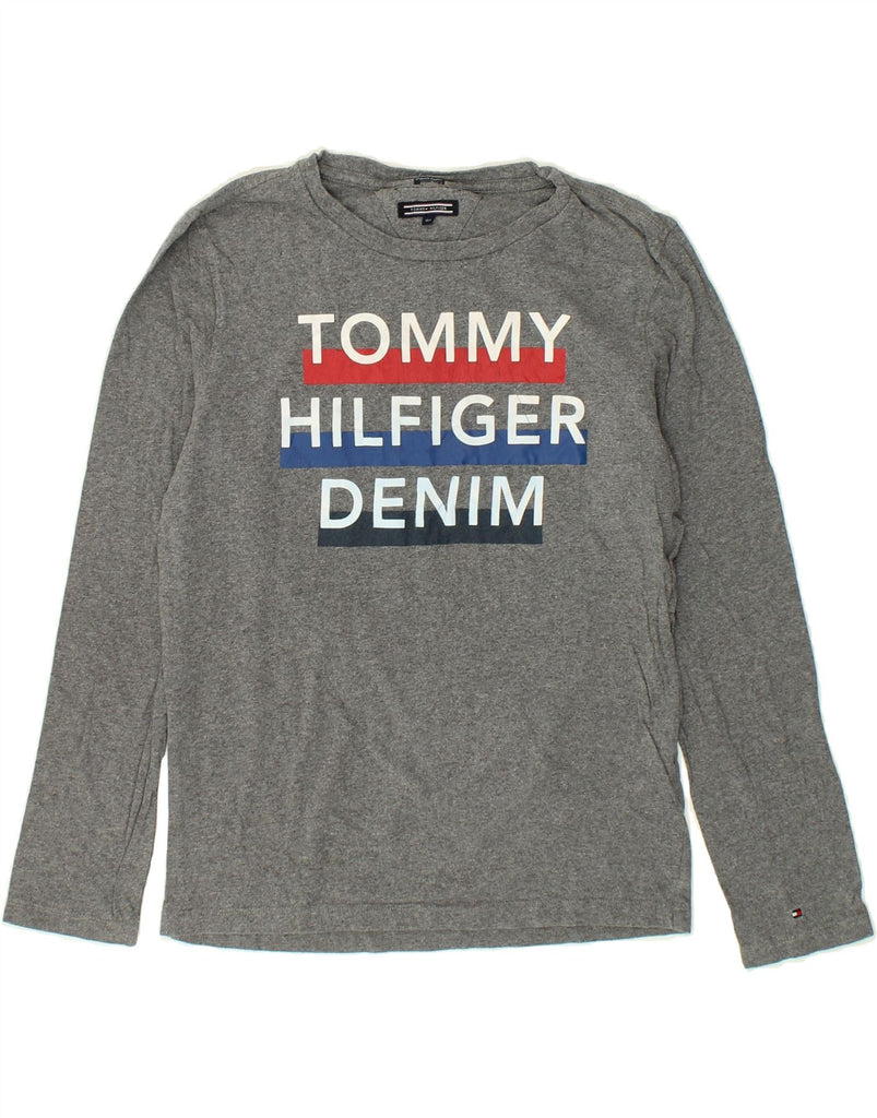 TOMMY HILFIGER Boys Graphic Top Long Sleeve 13-14 Years Grey Flecked | Vintage Tommy Hilfiger | Thrift | Second-Hand Tommy Hilfiger | Used Clothing | Messina Hembry 