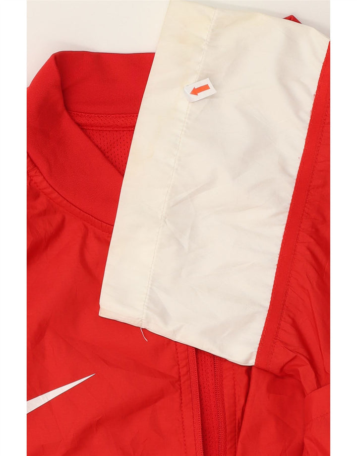 NIKE Mens Zip Neck T-Shirt Top Medium Red Colourblock Polyester Vintage Nike and Second-Hand Nike from Messina Hembry 