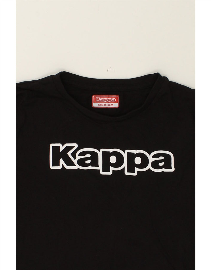 KAPPA Womens Graphic T-Shirt Top UK 12 Medium Black Cotton | Vintage Kappa | Thrift | Second-Hand Kappa | Used Clothing | Messina Hembry 