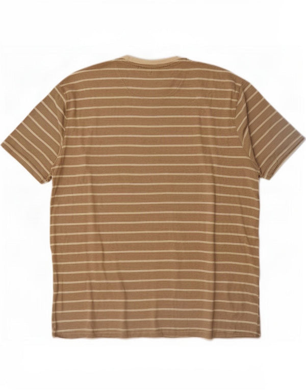 James Pringle Mens T-Shirt Top XL Beige Striped Cotton