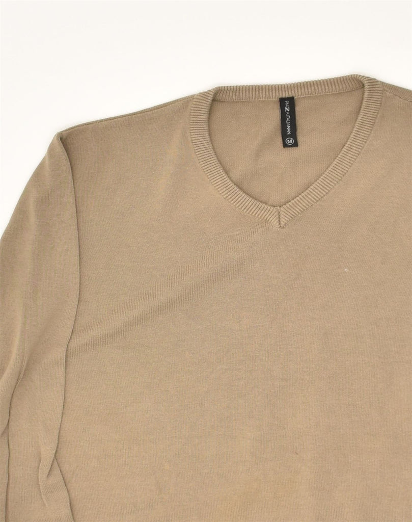 PIAZZA ITALIA Mens V-Neck Jumper Sweater Medium Brown Cotton | Vintage PIAZZA ITALIA | Thrift | Second-Hand PIAZZA ITALIA | Used Clothing | Messina Hembry 