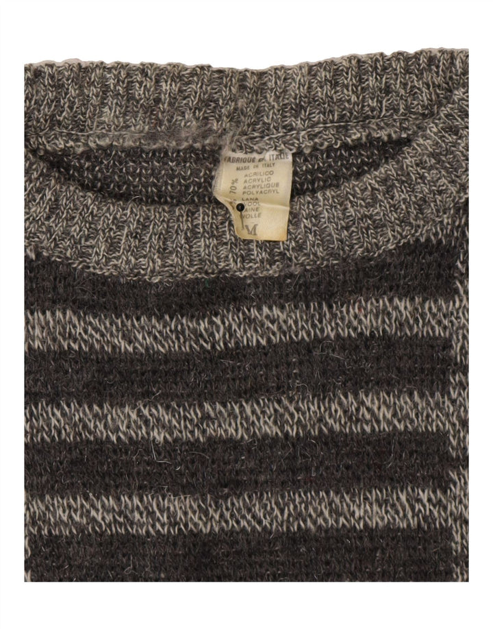 VINTAGE Womens Crew Neck Jumper Sweater UK 14 Medium Grey Geometric Vintage Vintage and Second-Hand Vintage from Messina Hembry 