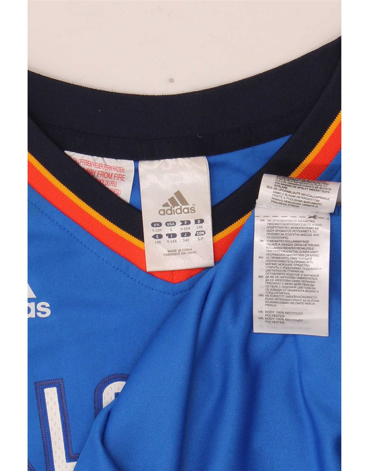 Adidas Boys Oklahoma Graphic Vest Top 9-10 Years Blue Colourblock Polyester