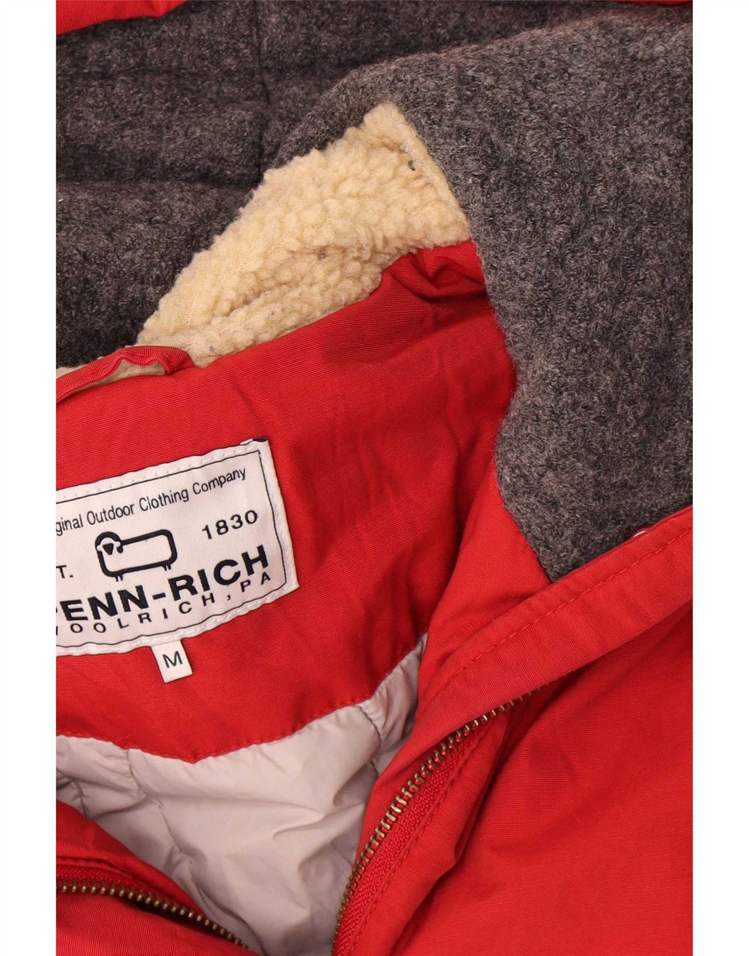 Woolrich Womens Hooded Parka Jacket UK 14 Medium Red Cotton
