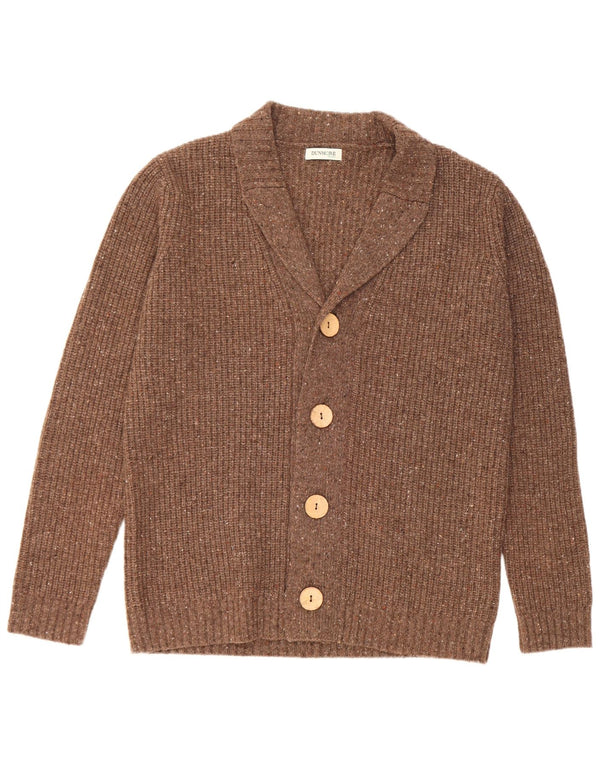 A.W.Dunmore Mens Cardigan Sweater EU 54 XL Brown Flecked Wool