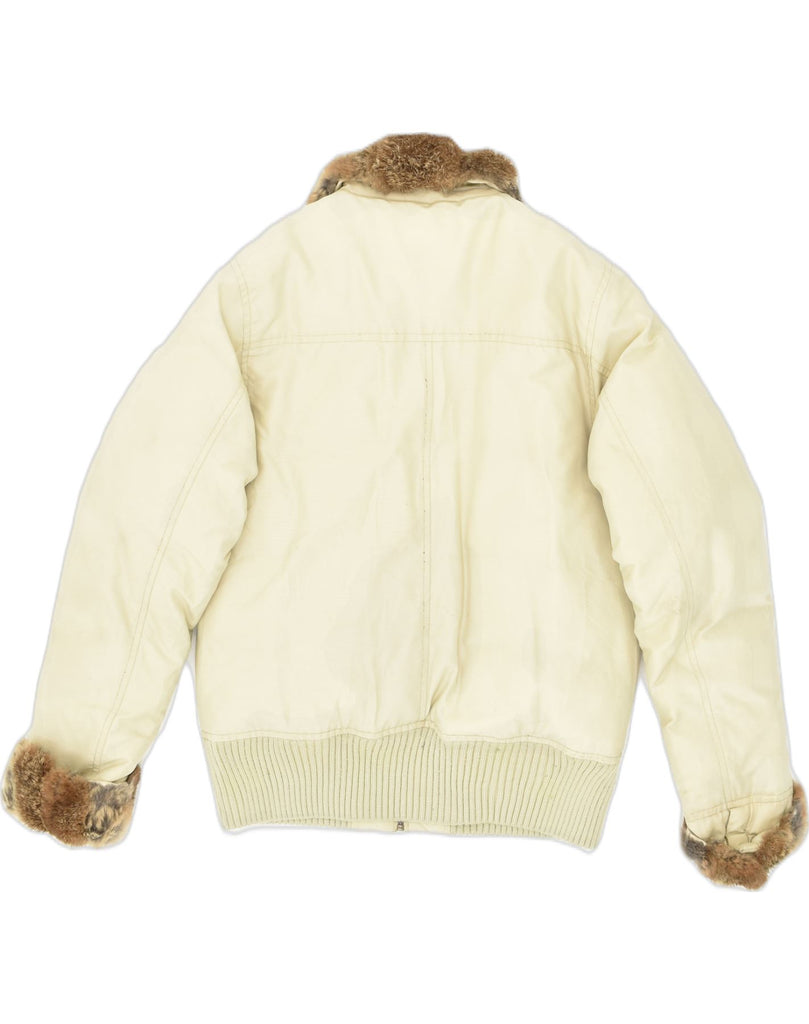 WOOLRICH Womens Bomber Padded Jacket UK 40 Large Beige Cotton | Vintage Woolrich | Thrift | Second-Hand Woolrich | Used Clothing | Messina Hembry 