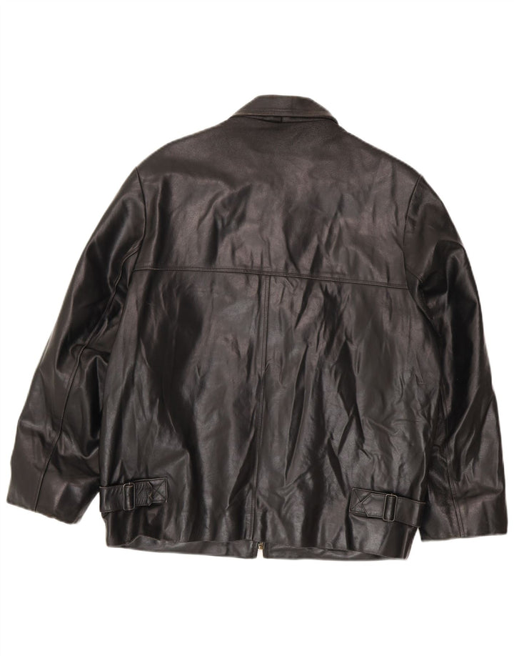 Vintage Mens Leather Jacket UK 36 Small Black Leather
