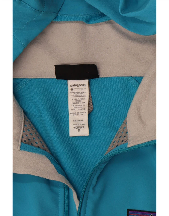Patagonia Womens Hooded Windbreaker Jacket UK 14 Medium Turquoise Polyester