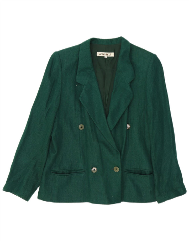 Igi & Igi Womens Double Breasted Blazer Jacket IT 42 Medium Green