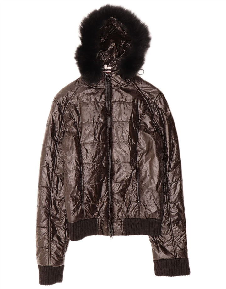 Ellesse Womens Hooded Padded Jacket UK 14 Medium Black