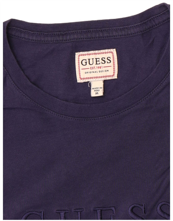 Guess Mens Graphic T-Shirt Top Medium Navy Blue