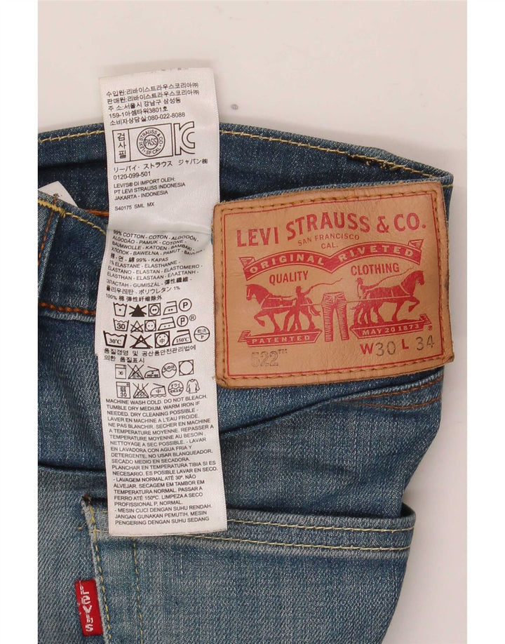Levi's Mens 522 Slim Tapered Jeans W30 L34 Blue Cotton