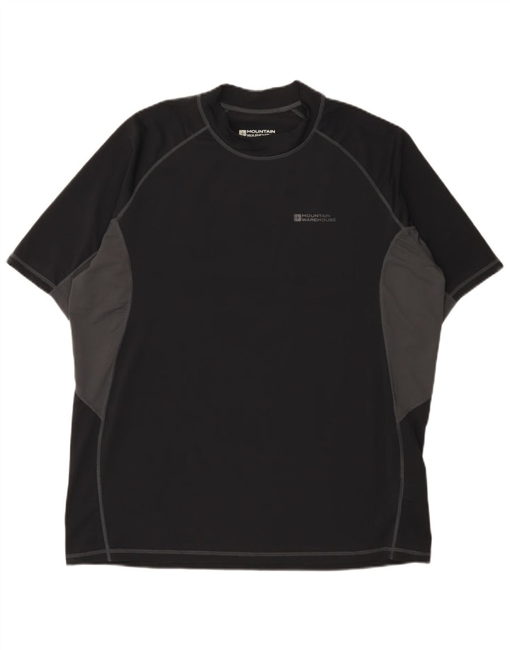 Mountain Warehouse Mens T-Shirt Top XL Black Colourblock Nylon