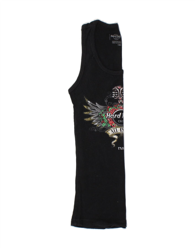 HARD ROCK CAFE Womens Paris Graphic Vest Top UK 12 Medium Black Cotton Vintage Hard Rock Cafe and Second-Hand Hard Rock Cafe from Messina Hembry 