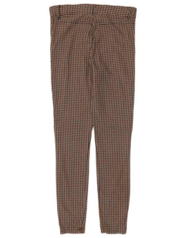 Zara Womens Skinny Casual Trousers Medium W28 L26 Brown Houndstooth Viscose