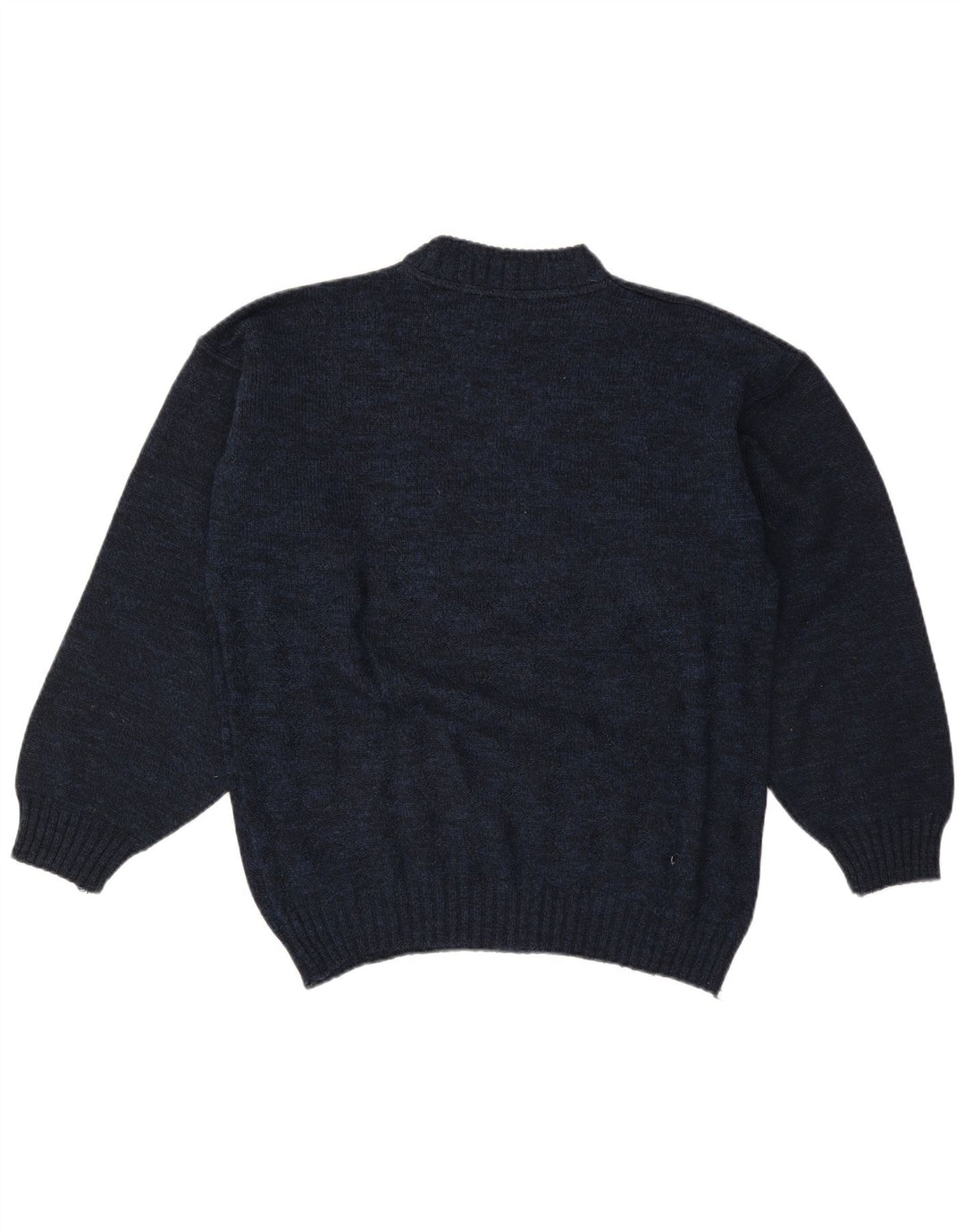 Vintage Mens Graphic Turtle Neck Jumper Sweater Large Navy Blue