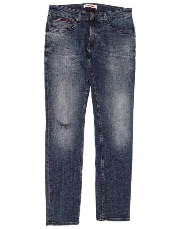 TOMMY HILFIGER Mens Distressed Slim Jeans W31 L32 Blue Cotton