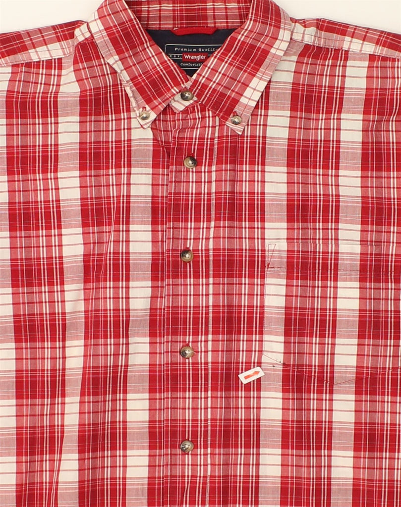 WRANGLER Mens Short Sleeve Shirt XL Red Check Cotton | Vintage Wrangler | Thrift | Second-Hand Wrangler | Used Clothing | Messina Hembry 