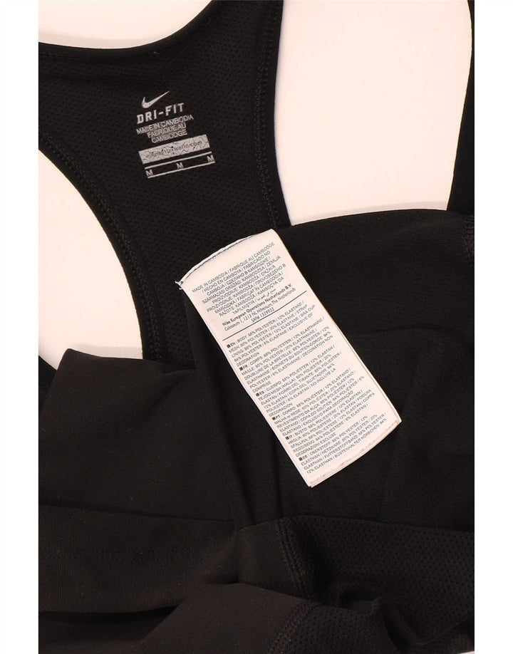 Nike Womens Dri Fit Graphic Vest Top UK 12 Medium Black Polyester